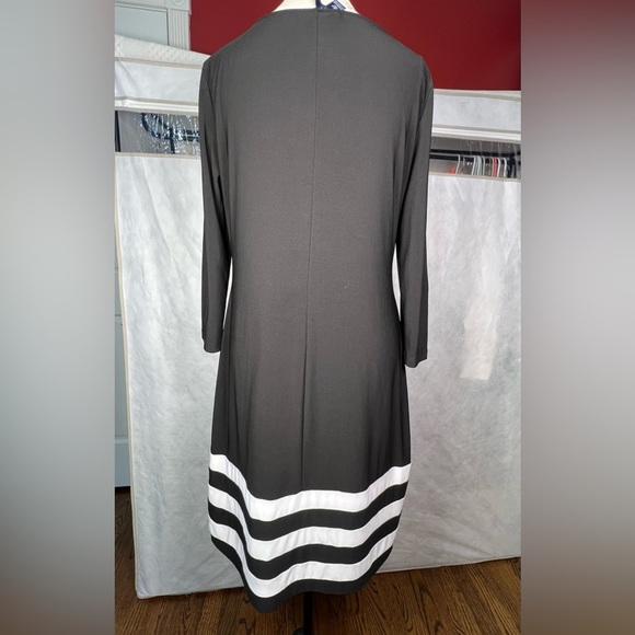 Chaps Women 3/4 Sleeve Polyester Sheath Dress Size Size Large Black - Picture 2 of 3